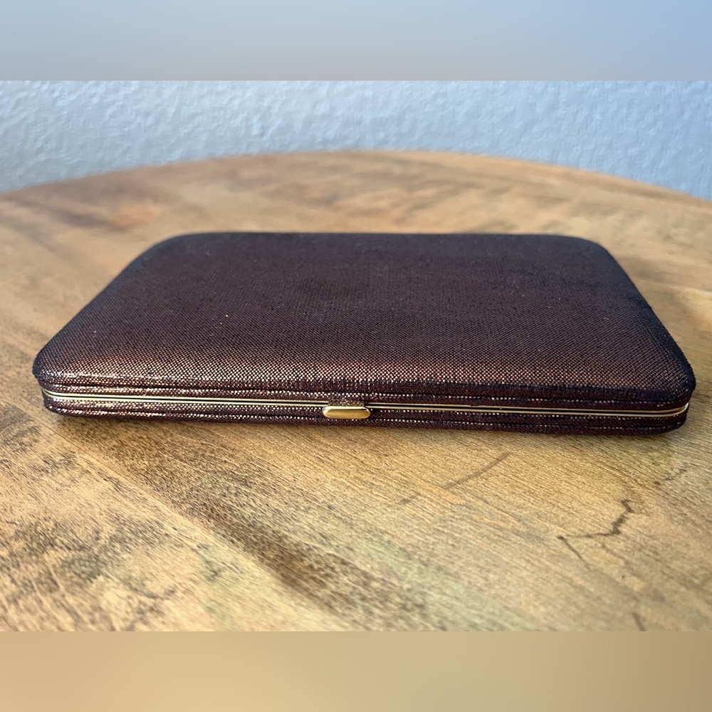 TopShop Bronze Metal Frame Snap Clasp Wallet Clutch L: 7.25" x W: 4.5" x H .75"